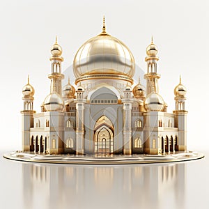 3D model of a small palace with Middle eastern architecture isolated on a white background.