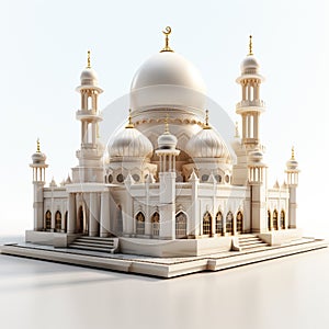 3D model of a small palace with Middle eastern architecture isolated on a white background.