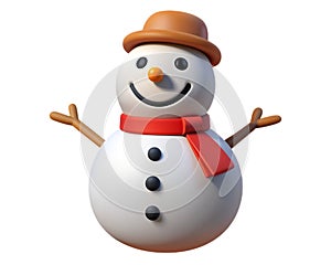 3D Model of Snowman, Happy Mood