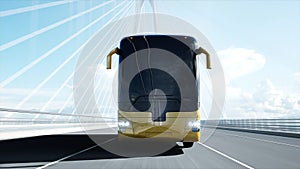 3d model of tourist bus on bridge. Very fast driving. 3d rendering.