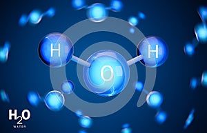 3D model of water H2O molecule.