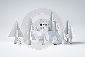 3d model winter and christmas concept