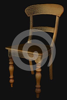 3D Model wooden chair showing wireframe