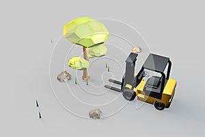 3d modeling, forklift and the nature