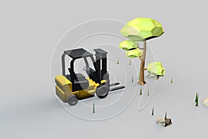 3d modeling, forklift and the nature