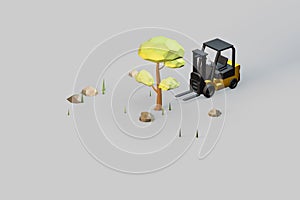 3d modeling, forklift and the nature