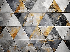 3d modern abstract wallpaper. Golden lines with Gary and golden marble in dark background.