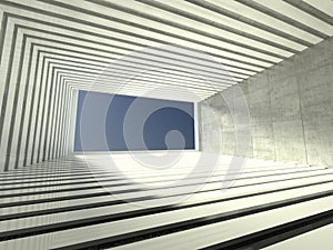 3d modern indoor, empty corridor