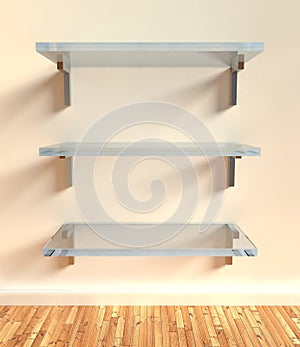 3d modern interior, empty shelf