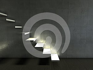 3d modern interior, stairs