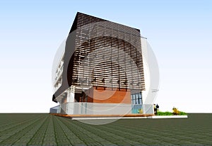 3D modern residential building