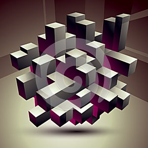 3D modern stylish abstract construction, origami facet object co