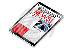 3D modern tablet - breaking news concept