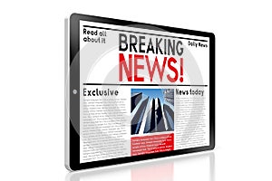 3D modern tablet - breaking news concept