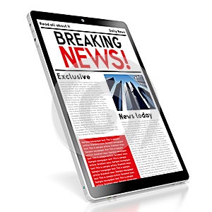 3D modern tablet - breaking news concept