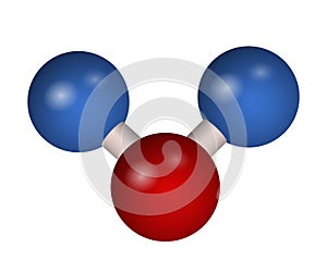 The 3D molecule of carbon dioxide.