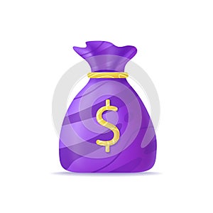 3d money bag with dollar icon Cash, interest rate, business and finance, return on investment, financial solution