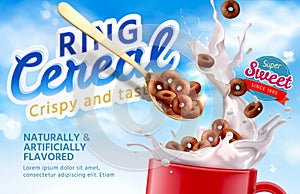 3d morning ring cereal banner ad