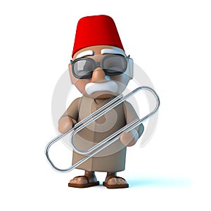 3d Moroccan holding a paperclip