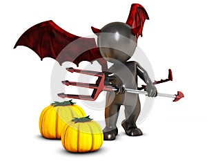 3D Morph Man Daemon with pumpkins