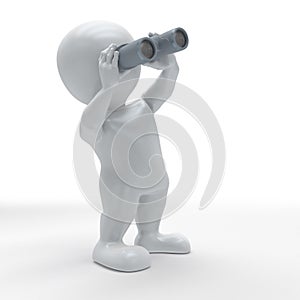 3D Morph Man Looking Through Binoculars