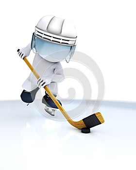 3D Morph Man playing ice hockey