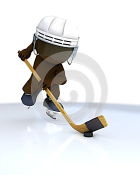 3D Morph Man playing ice hockey