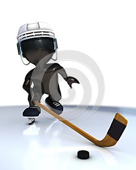 3D Morph Man playing ice hockey