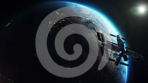 3D motion graphics of Earth globe rotating in outer space