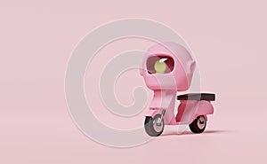 3d motorcycle helmet with scooter icon isolated on pink background. concept 3d render illustration