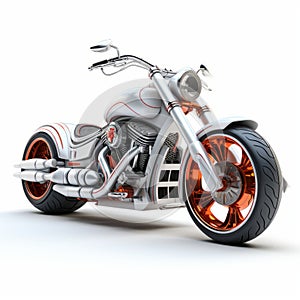 3d Motorcycle With Orange Wheels: A Stunning Stonepunk Masterpiece