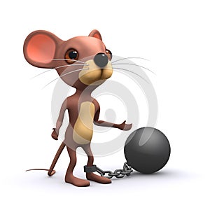3d Mouse wearing a ball and chain