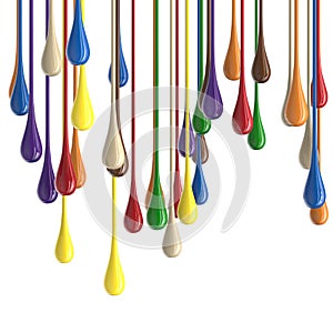 3D multicolor colorful glossy paint drop blobs