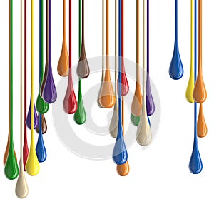 3D multicolor colorful glossy paint drop blobs