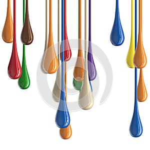 3D multicolor colorful glossy paint drop blobs