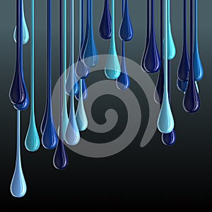 3D multicolor glossy paint drop blobs on black background