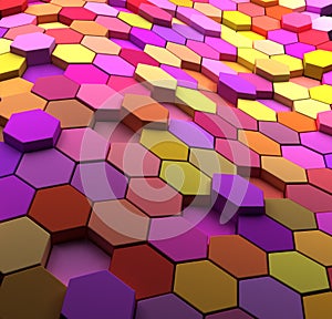 3D multicolored abstract tiled background