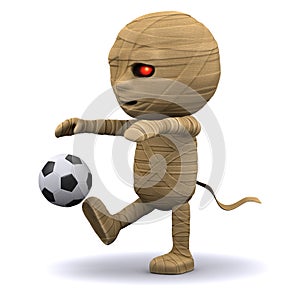 3d Mummy kick a football