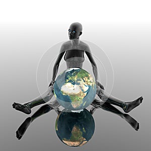 3D naked girl with earth