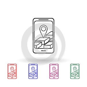 3d navigator in smart phone multi color icon. Simple thin line, outline vector of navigation icons for ui and ux, website or