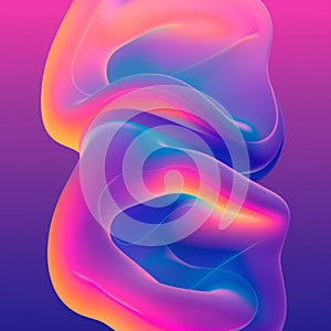 3D neon abstract shapes floating against neon background.