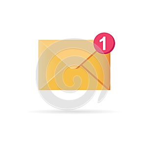 3d new message. Notification envelope. Social networks, business event planning, reminders. Web icon, button