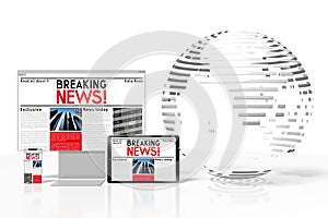 3D news concept, electronical devices