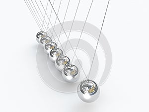 3d Newton's cradle balancing balls