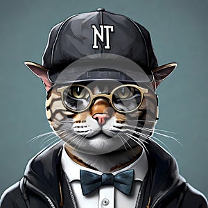 3d NFT illustration of a cat , looking straight in the camera