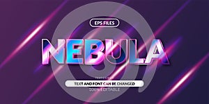 3d night neon glow nabula galaxy editable text effect. eps vector file. galaxy poster film title