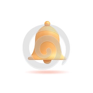 3d notification bell, social media icon, alert or reminder isolated on white background. Vector illustration