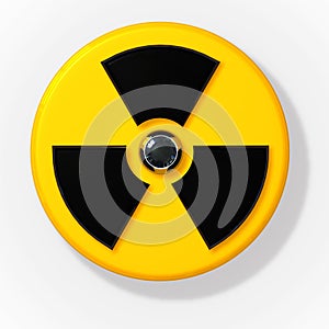 3D Nuclear radioactive radiation sign.