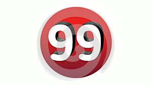 3D Number 99 ninety nine sign symbol animation motion graphics icon