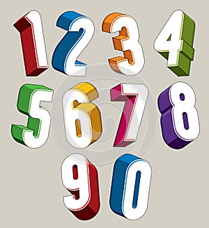 3d numbers set made with round shapes.